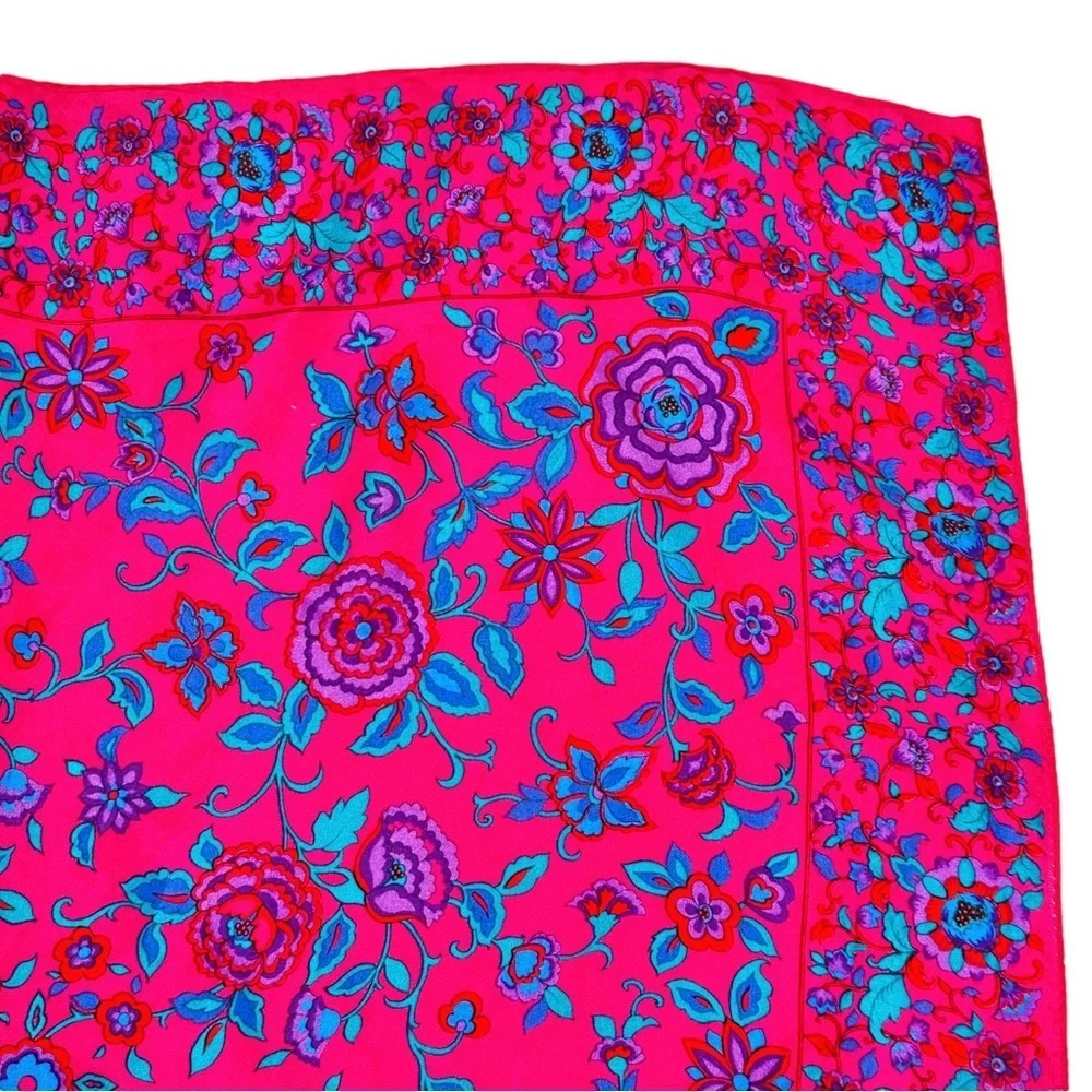 VINTAGE 100% Silk Floral Head Scarf